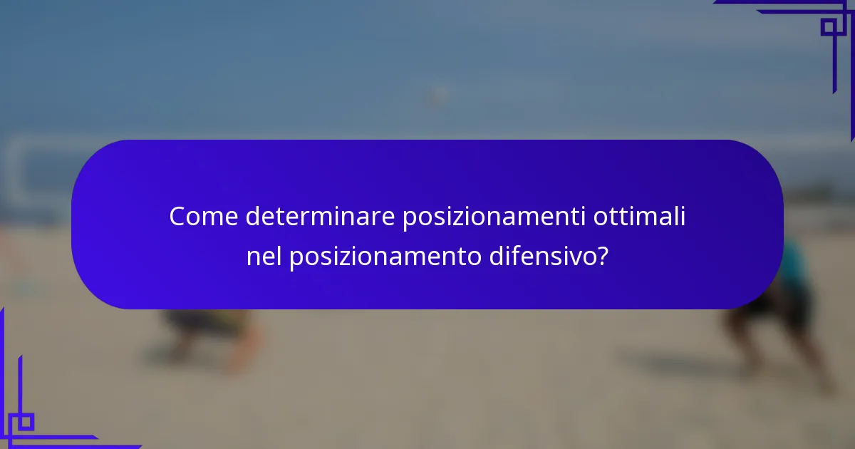 Come determinare posizionamenti ottimali nel posizionamento difensivo?