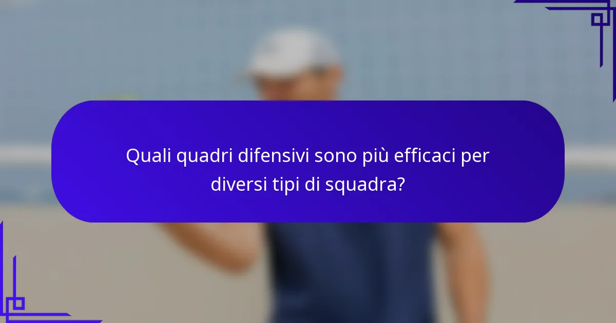Quali quadri difensivi sono più efficaci per diversi tipi di squadra?